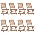 Chaises pliables de jardin 8 pcs avec coussins Bois d'acacia