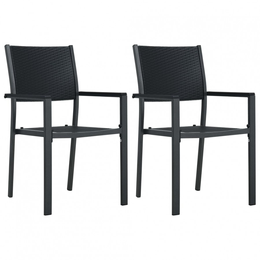 Chaises de jardin 2 pcs Noir Plastique Aspect de rotin