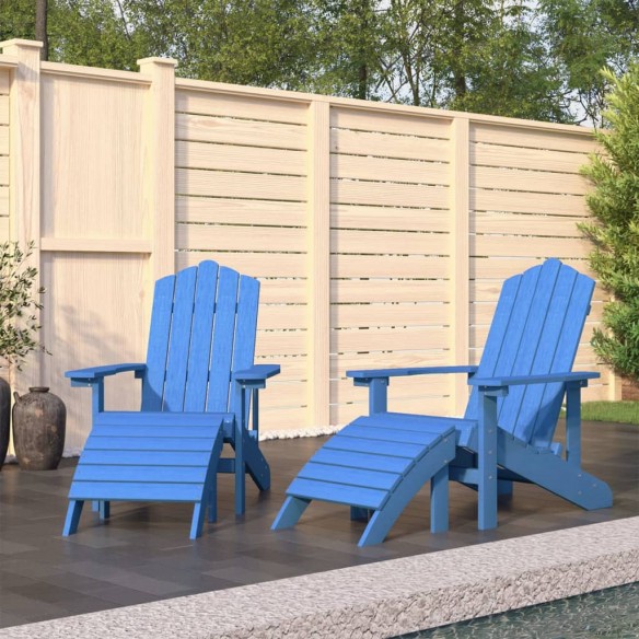 Chaises de jardin Adirondack 2 pcs avec repose-pieds PEHD Bleu