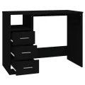 Bureau avec tiroirs Noir 102x50x76 cm Bois d'ingénierie