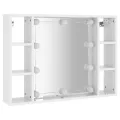 Armoire à miroir avec LED Blanc brillant 76x15x55 cm