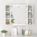 Armoire à miroir avec LED Blanc brillant 76x15x55 cm