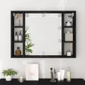 Armoire à miroir avec LED noir 76x15x55 cm