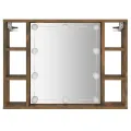 Armoire à miroir avec LED Chêne fumé 76x15x55 cm