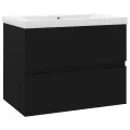 Armoire d'évier avec lavabo intégré Noir Aggloméré