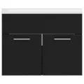 Armoire d'évier avec lavabo intégré Noir Aggloméré