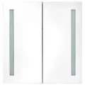 Armoire de salle de bain à miroir LED Blanc brillant 62x14x60cm