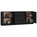 Buffets 3 pcs Noir Bois d'ingénierie