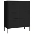Armoire à tiroirs Noir 80x35x101,5 cm Acier