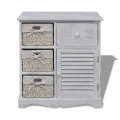 Armoire en bois 3 paniers gauches en tissage Blanc