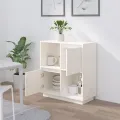 Buffet Blanc 74x35x80 cm Bois massif de pin