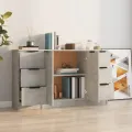 Buffets 3 pcs gris béton bois d'ingénierie