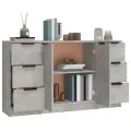 Buffets 3 pcs gris béton bois d'ingénierie