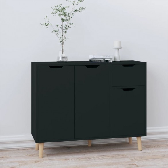 Buffet noir 90x30x72 cm bois d'ingénierie