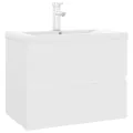 Armoire d'évier avec lavabo intégré Blanc Aggloméré