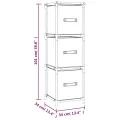 Armoire de rangement 3 tiroirs en tissu Gris 34x34x101 cm Acier
