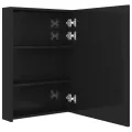 Armoire de salle de bain à miroir LED noir brillant 50x13x70 cm