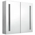 Armoire de salle de bain à miroir LED Gris béton 62x14x60 cm