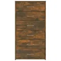 Buffet avec 6 tiroirs Chêne fumé 50x34x96 cm Bois d'ingénierie