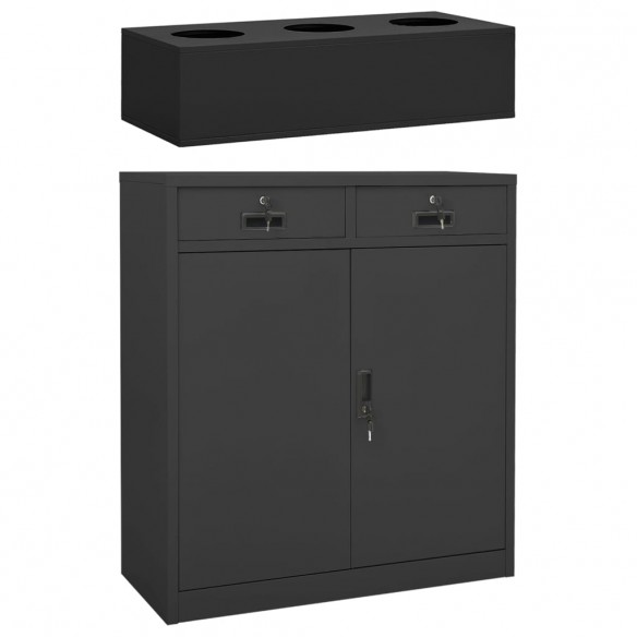 Armoire de bureau et jardinière Anthracite 90x40x125 cm Acier