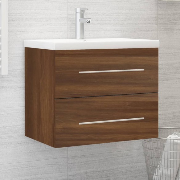 Meuble lavabo avec bassin intégré Chêne brun Bois d'ingénierie