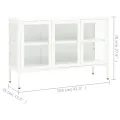 Buffet Blanc 105x35x70 cm Acier et verre