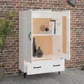 Buffet Blanc brillant 70x31x115 cm Bois d'ingénierie