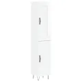 Buffet haut Blanc brillant 34,5x34x180 cm Bois d'ingénierie