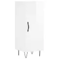 Buffet haut Blanc brillant 34,5x34x180 cm Bois d'ingénierie