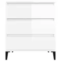 Buffet Blanc brillant 60x35x70 cm Bois d'ingénierie