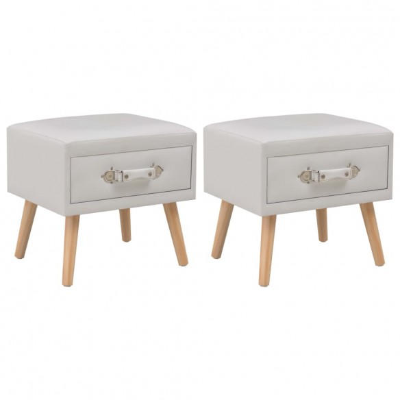 Tables de chevet 2 pcs Blanc 40x35x40 cm Similicuir