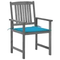 Chaises de jardin avec coussins 4 pcs Gris Bois d'acacia massif