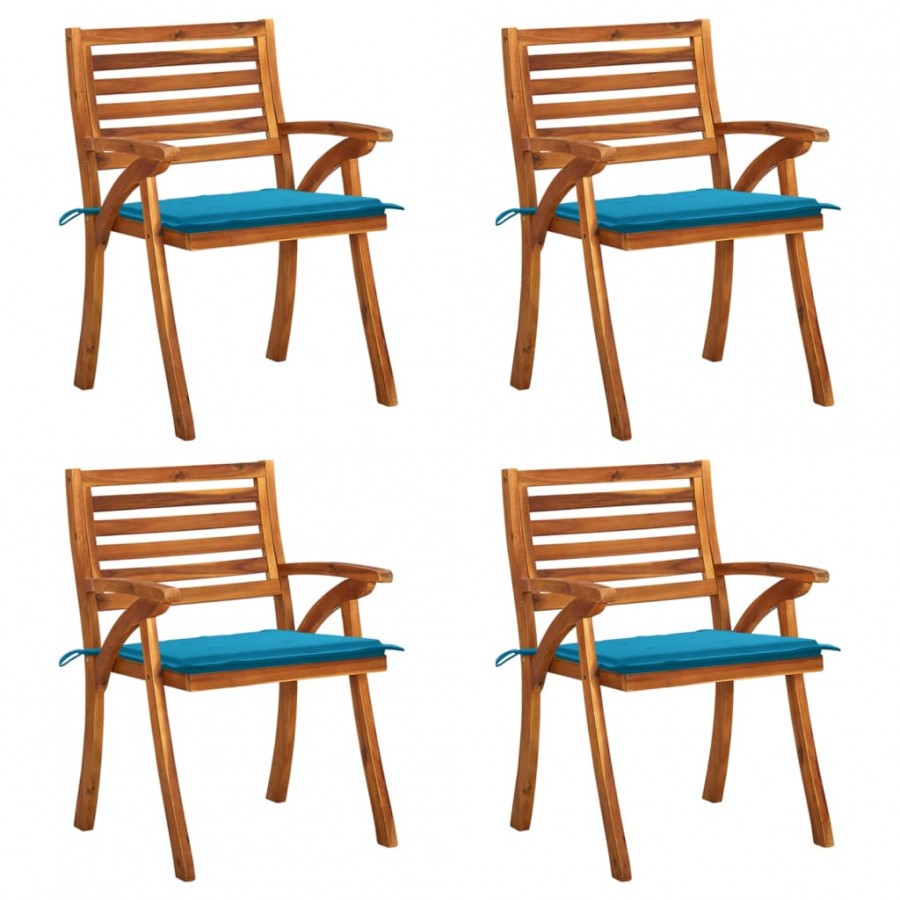 Chaises de jardin avec coussins 4 pcs Bois de teck solide