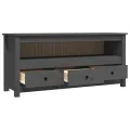 Meuble TV Gris 114x35x52 cm Bois de pin massif