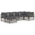 Salon de jardin 6 pcs avec coussins anthracite résine tressée