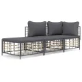 Salon de jardin 3 pcs avec coussins anthracite résine tressée