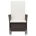 Chaise inclinable de jardin avec coussins Résine tressée Marron