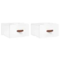 Tables de chevet murales 2 pcs blanc brillant 35x35x20 cm