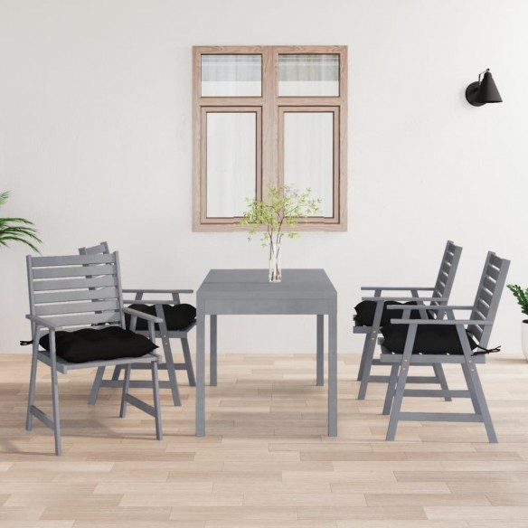 Chaises à dîner d'extérieur avec coussins 4 pcs Acacia massif