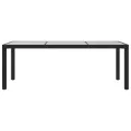 Table de jardin Noir 190x90x75 cm Verre trempé/résine tressée