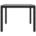 Table de jardin Noir 190x90x75 cm Verre trempé/résine tressée