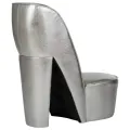 Chaise en forme de chaussure à talon haut Argenté Similicuir