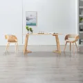 Chaises à manger lot de 2 crème bois courbé et similicuir