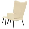 Chaise de relaxation avec repose-pied Blanc crème Velours