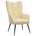 Chaise de relaxation avec repose-pied Blanc crème Velours