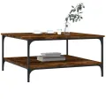 Table basse chêne fumé 80x80x40 cm bois d'ingénierie