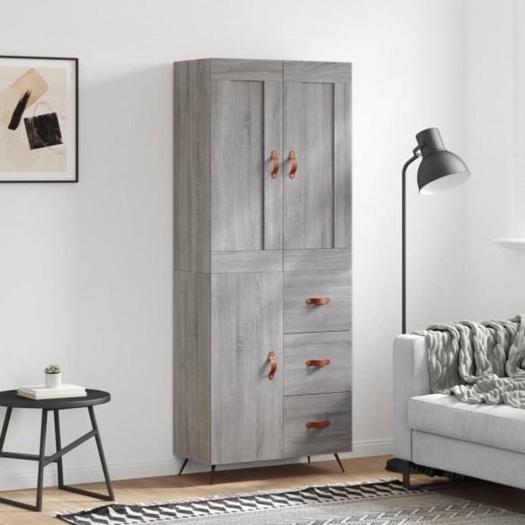 Buffet haut Sonoma gris 69,5x34x180 cm Bois d'ingénierie