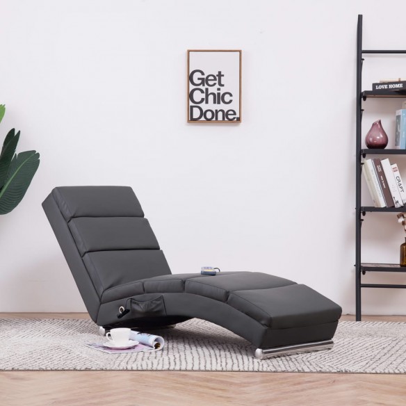 Chaise longue de massage Gris Similicuir