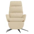 Chaise de relaxation avec repose-pied Crème Tissu