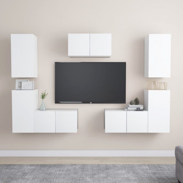 Ensemble de meubles TV 7 pcs Blanc Aggloméré